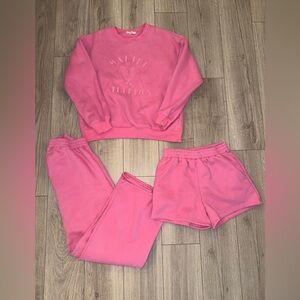 TAHLULA | Pink Sweatshirt / Shorts / Sweatpants 3 piece set